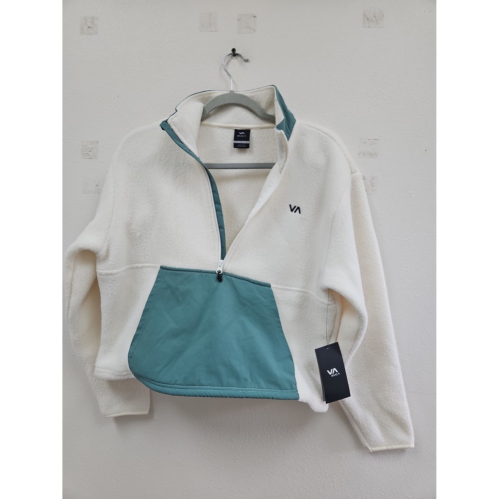 RVCA Women's  Cropped Half  Zip Sport  Fleece Small NWT